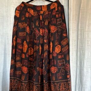 Vtg 80s / 90s Herman Geist treasure chest theme full maxi skirt sz 12 M / L